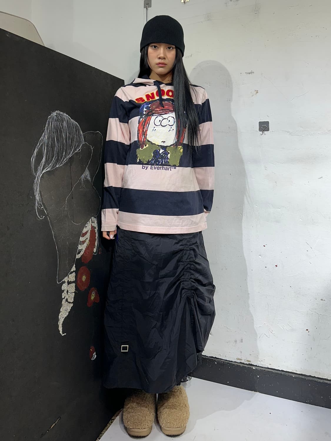 Nii 키치 스누피 프린팅 줄무늬 후드 L 상품이미지1