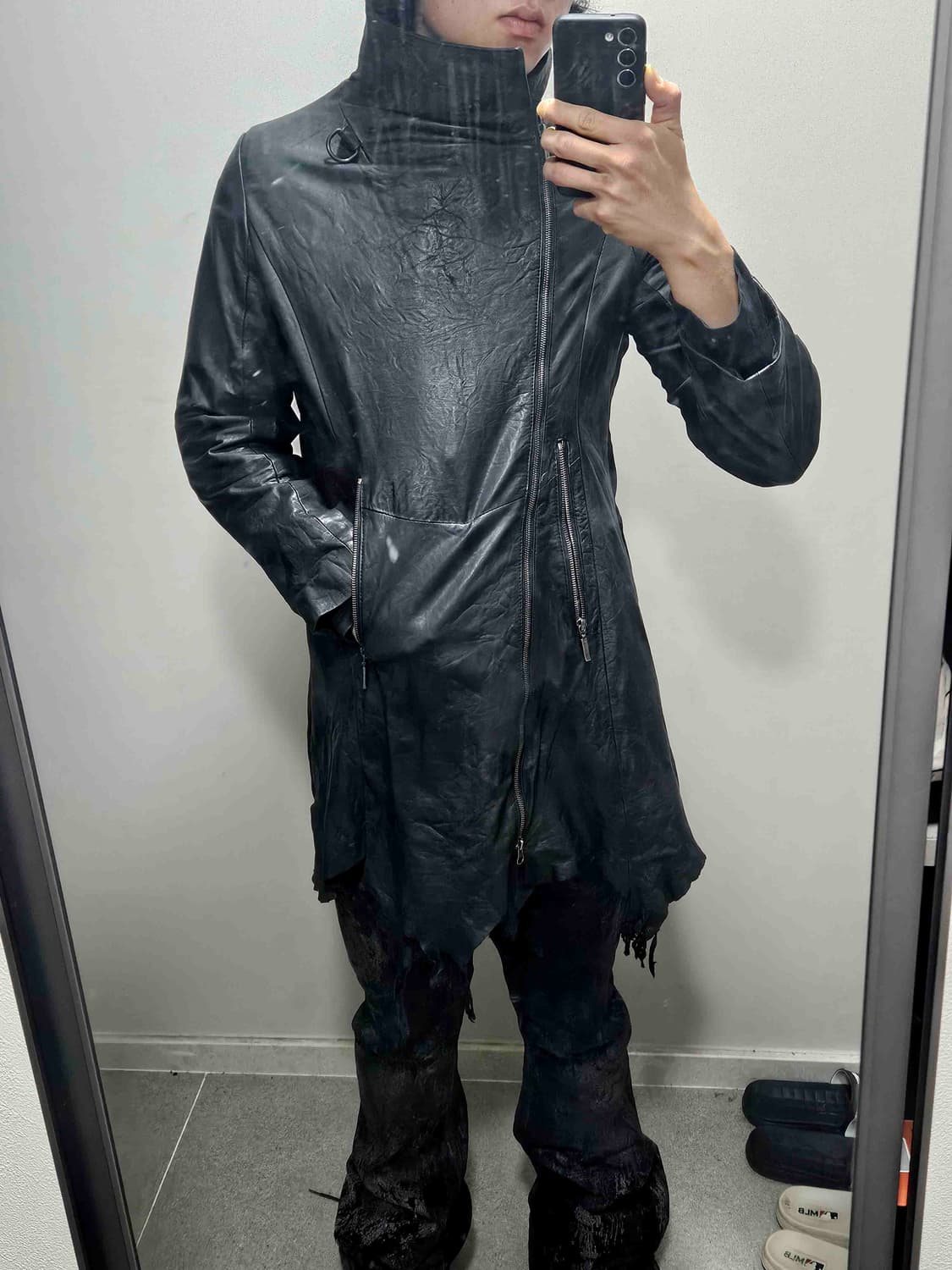 Yasuyuki lshii Distressed Leather Coat 상품이미지4