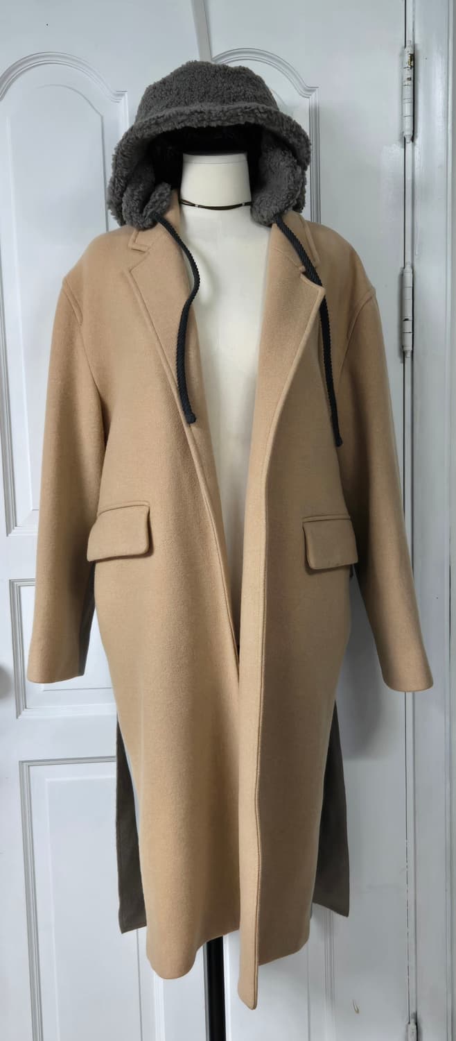 그레이양 컬러블록 울코트 상품이미지4