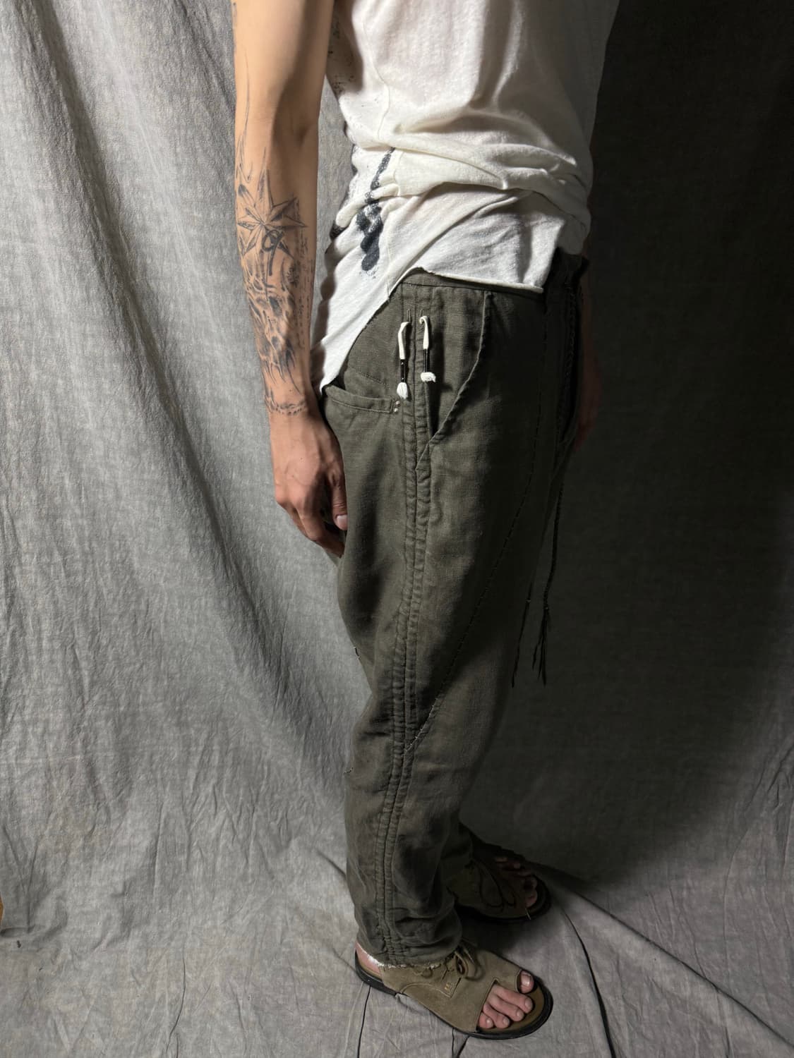 KMRii Linen Braided-String Tapered Pants 상품이미지1