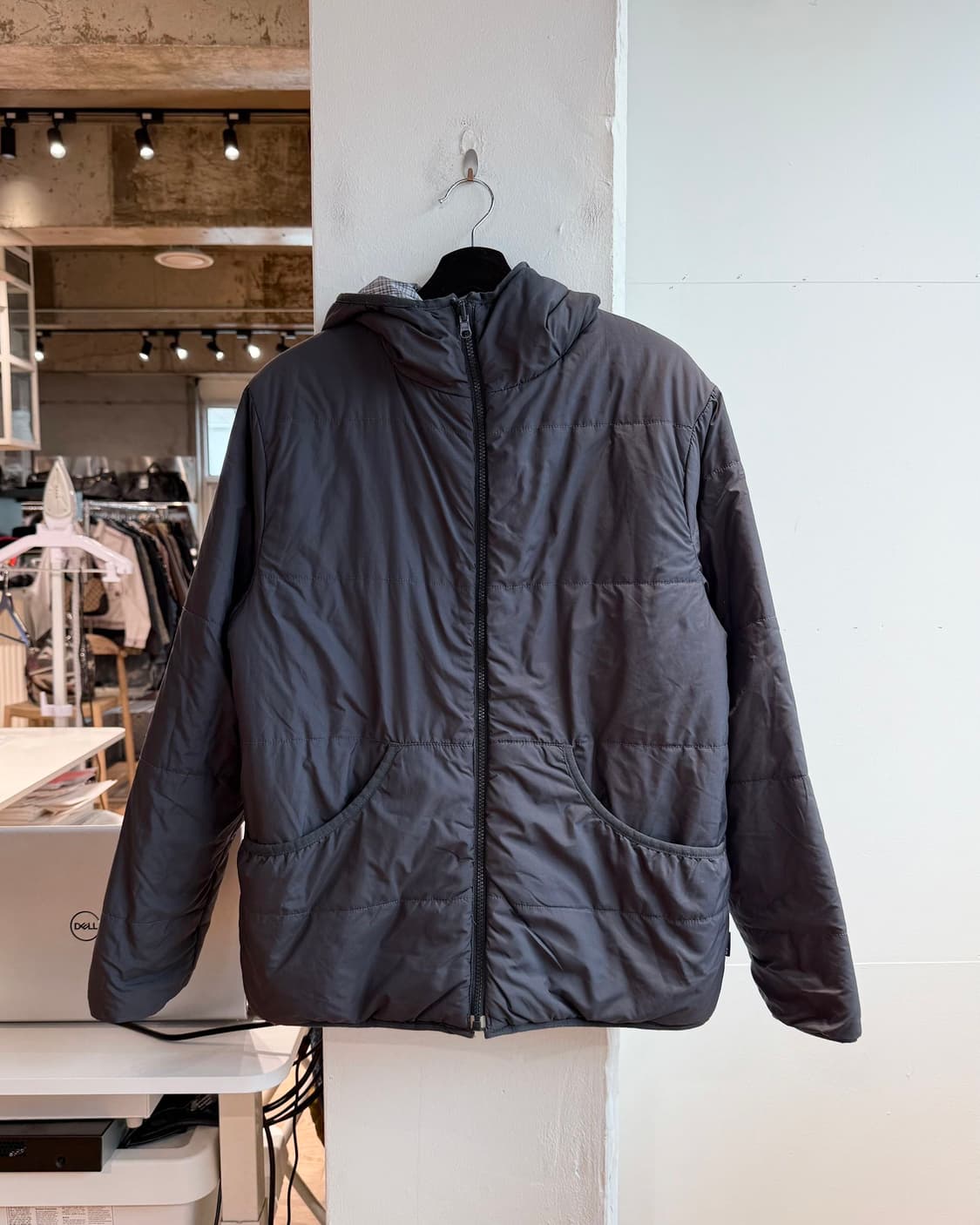 스투시 그레이 체크 리버시블 패딩 점퍼  상품이미지7