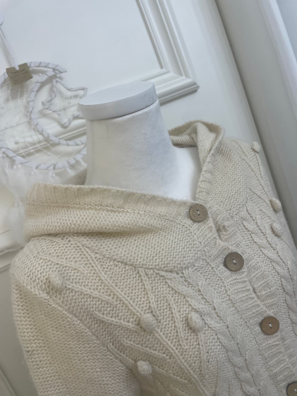EARTH ivory wood button hoodie cardigan 상품이미지7