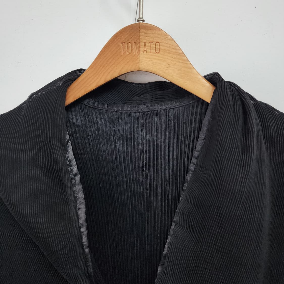 블랙 시스루 플리츠 롱 가디건 상품이미지2