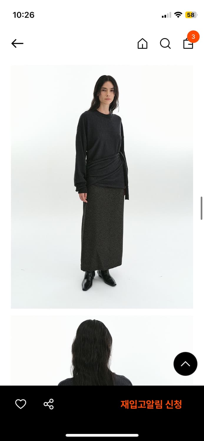 Repos 리포스 사이드 랩 니트 차콜 상품이미지2