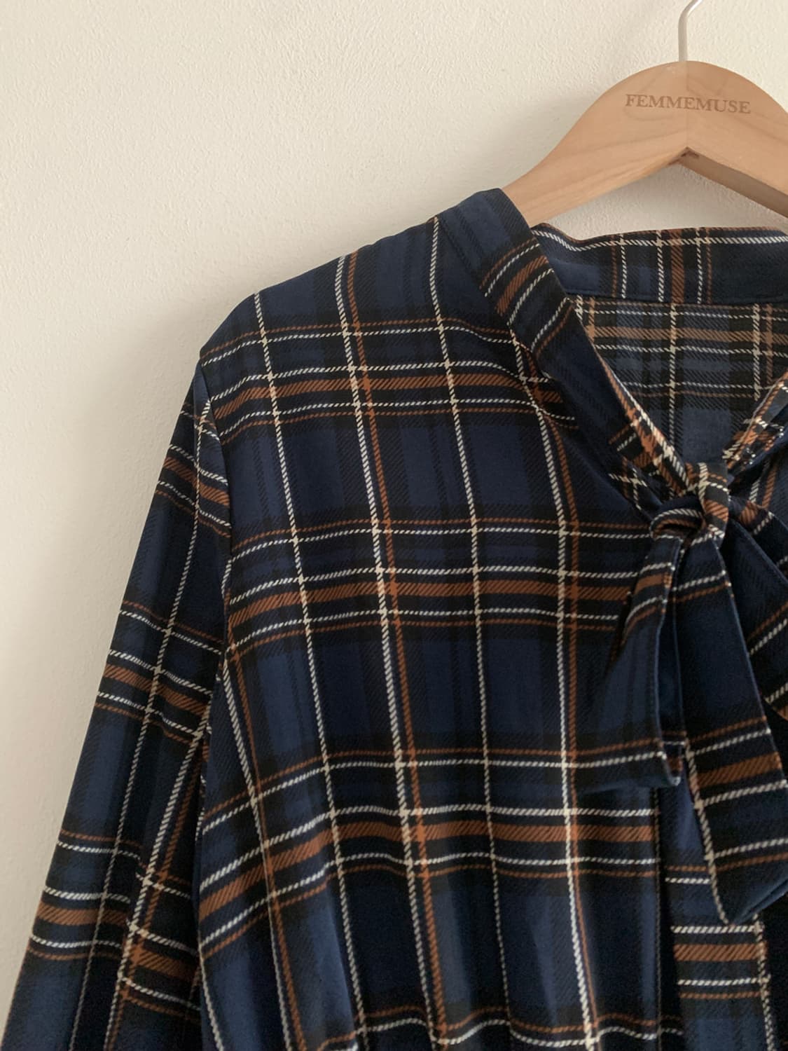 Check Ribbon Neck Dress 상품이미지4