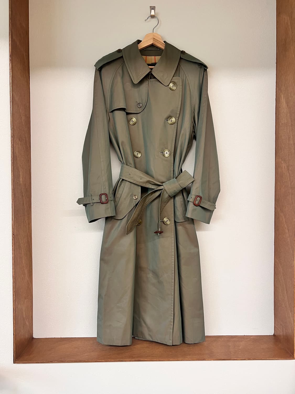 빈티지 버버리 투톤 더블 트렌치 코트 (올리브/브론즈) 상품이미지1