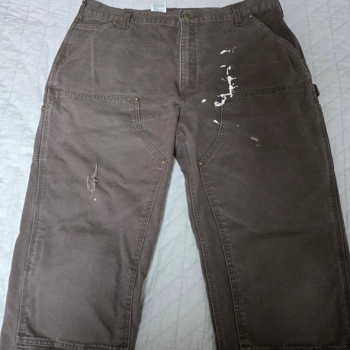 [42X32] 빈티지 칼하트 더블니 B136DKB 워크팬츠 페인트 DK3 상품이미지2