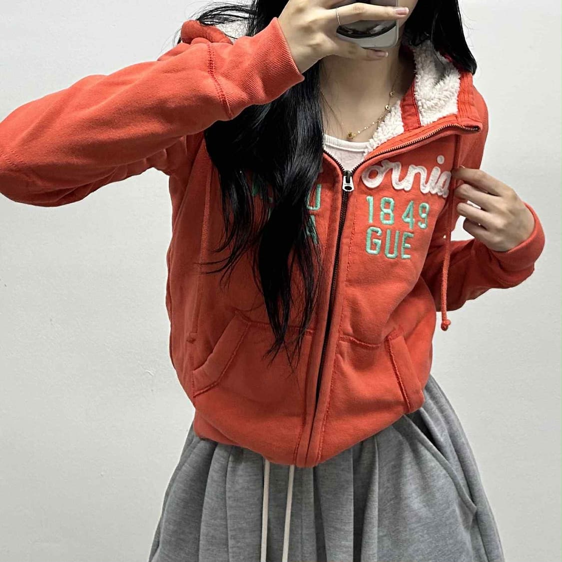 후아유 y2k 양털 걸즈 러블리힙 스웻 후드집업 희귀져지(M) 상품이미지1