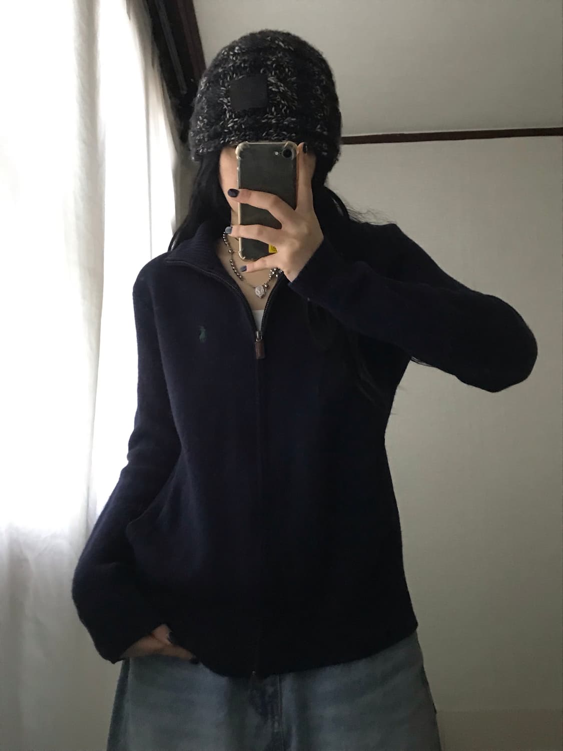 폴로 네이비 니트집업 상품이미지1