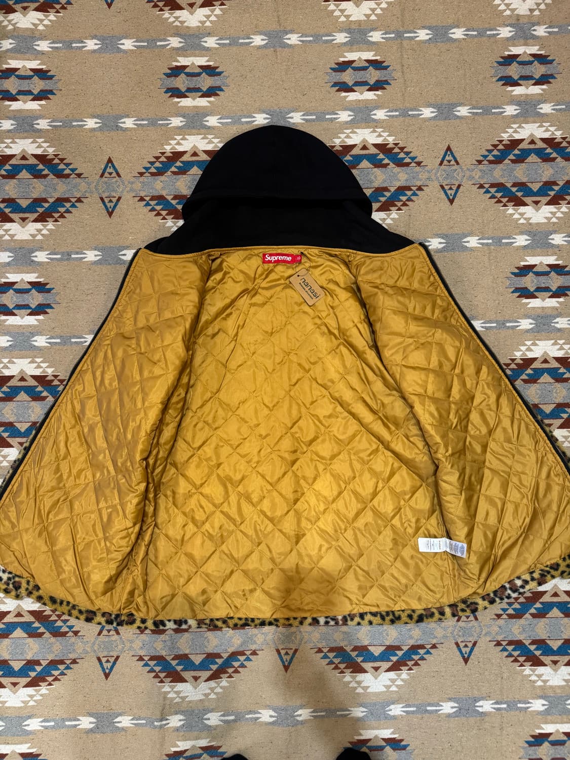 [L] 슈프림 플리스 집업 후드 브라운 레오파드 상품이미지5