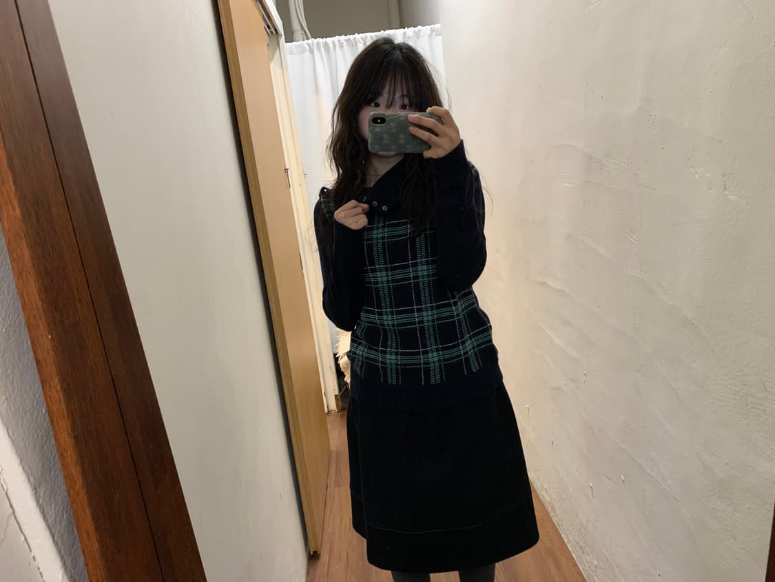 아쿠아스큐텀 체크 니트 상품이미지4