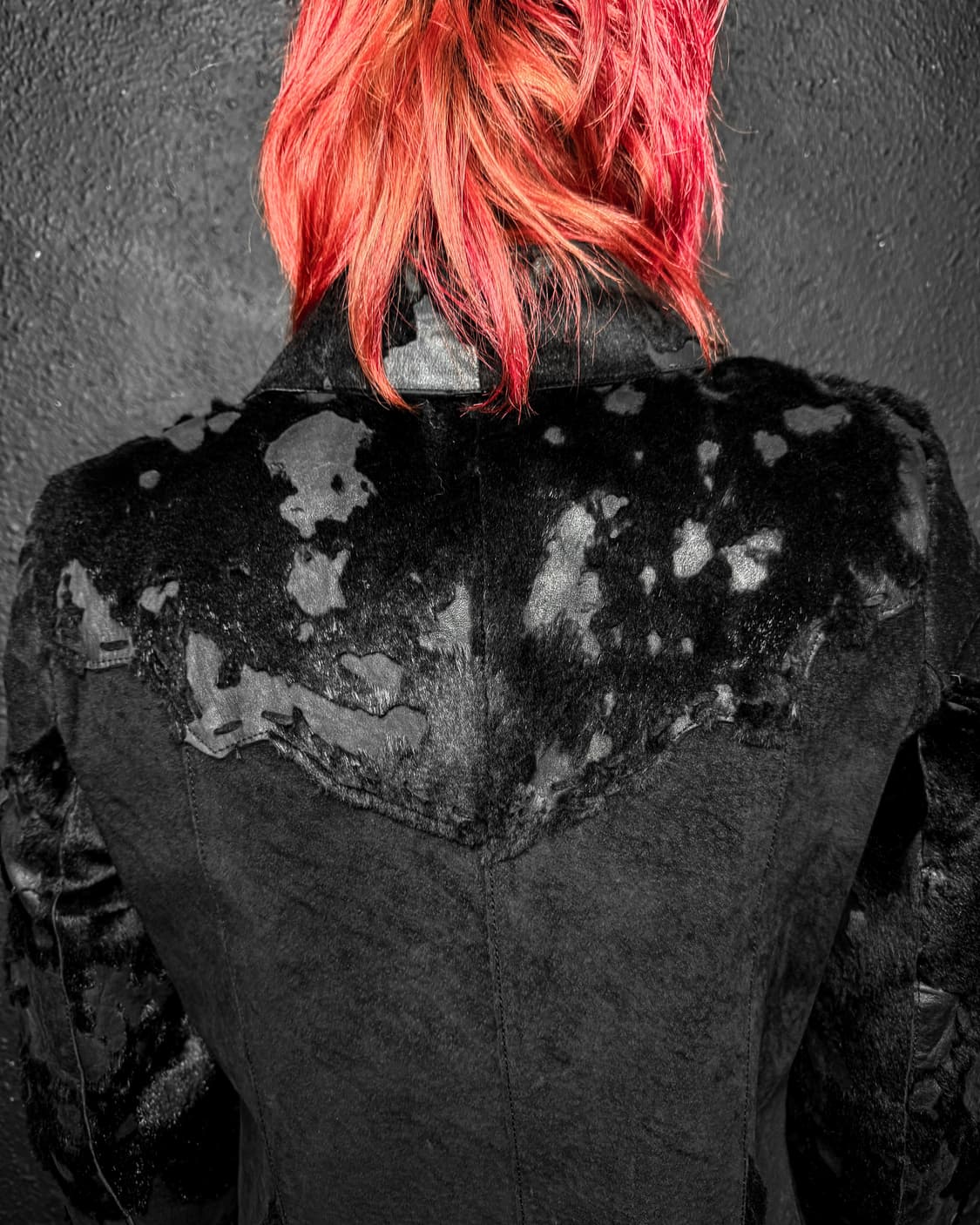 Vintage Pony Hair Panel Leather Jacket   상품이미지5