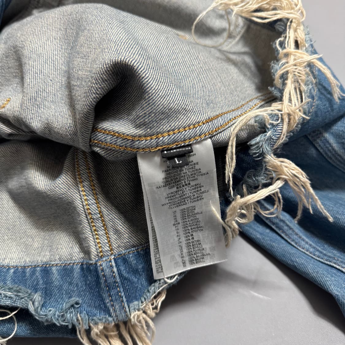 디젤(DIESEL) 라이트블루컬러 워시드 데님 디스트로이드 커버올 자켓 상품이미지7