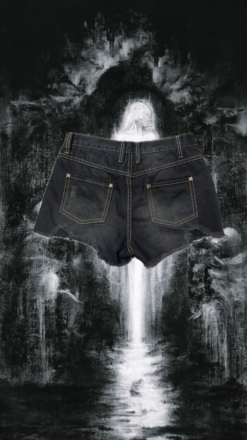 Black 데미지 데님 숏츠 반바지 상품이미지2