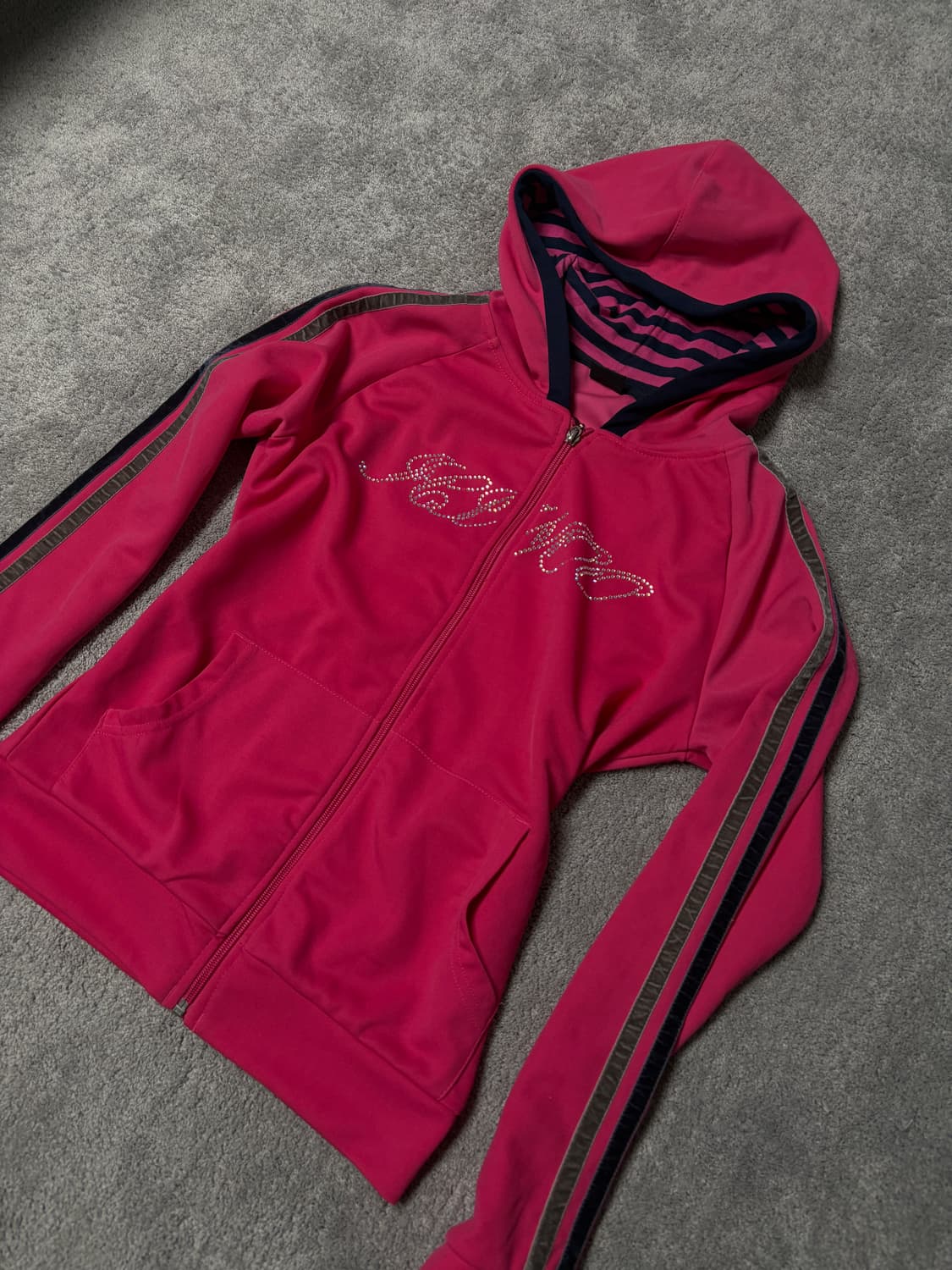 Vintage Gyaru Y2K reinstone hood zip 상품이미지2