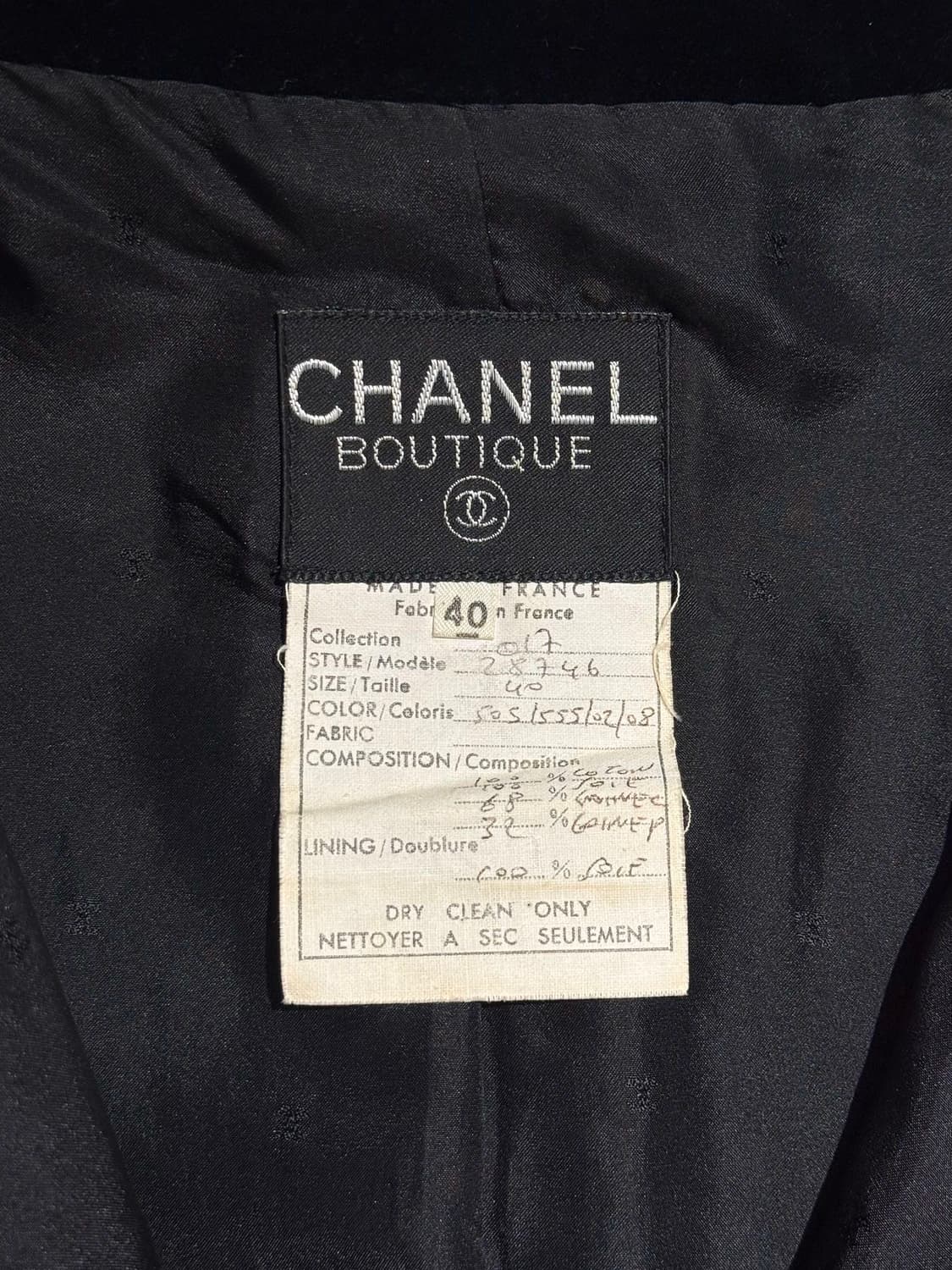 샤넬 부티크 핑크 블랙 벨벳 트리밍 트위드 자켓 상품이미지7