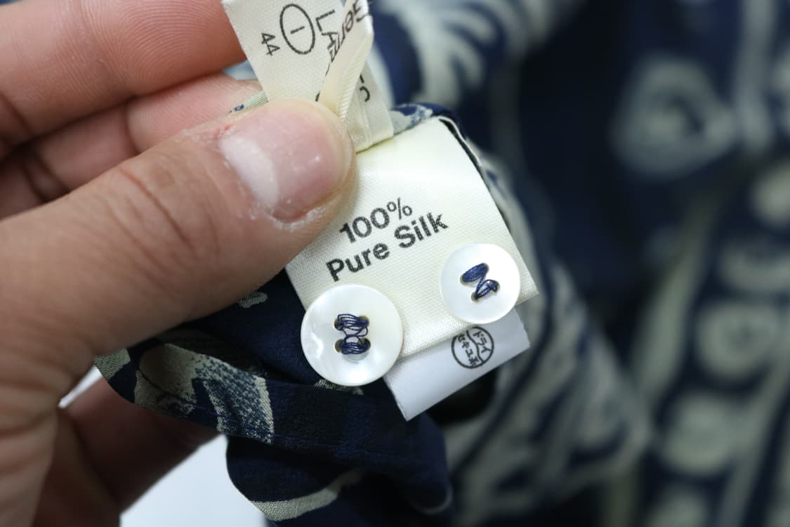 에띠엔 아이그너 빈티지 에스닉 패턴 실크 셔츠 네이비 (L) 상품이미지10