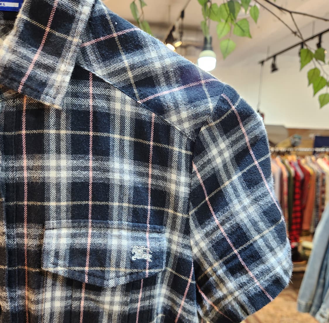 BURBERRY 버버리 블루라벨 플라넬 체크카라 반팔 원피스 상품이미지3