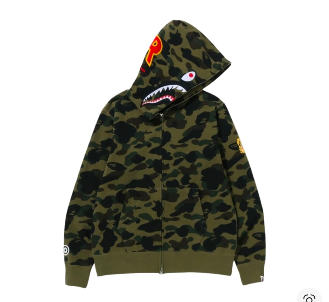 bape 베이프 녹계 샤크 카모 후드집업 상품이미지1