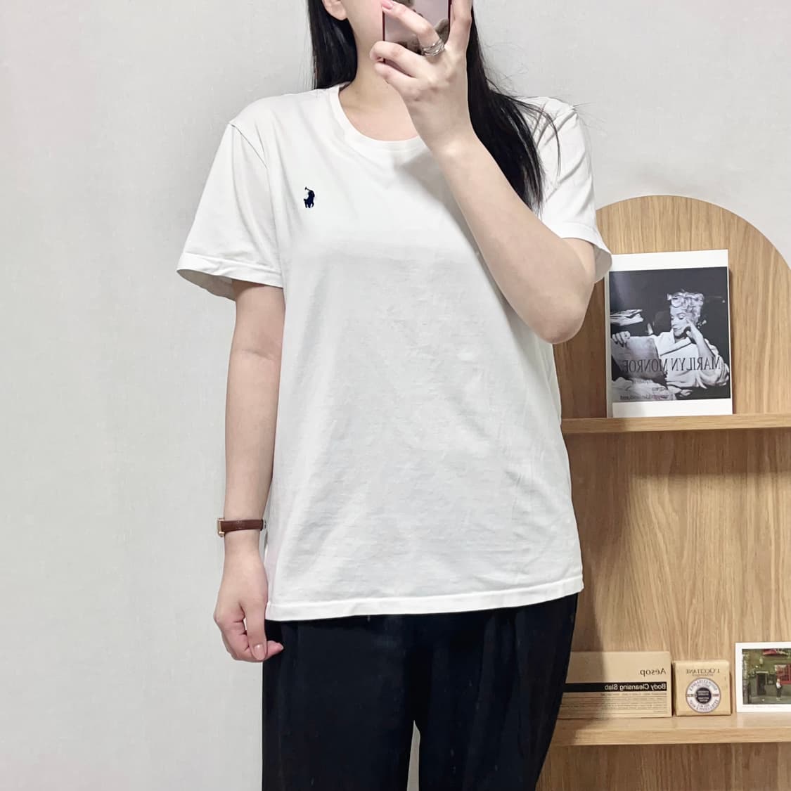 [정품] 폴로 화이트 / 네이비포니 반팔티 [ L ] 상품이미지2