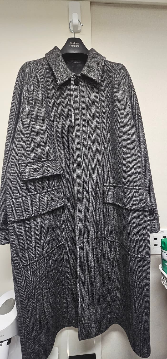 [새상품,택포] MANTECO 헤링본 오버사이즈 발마칸 코트 다크 그레이 상품이미지3