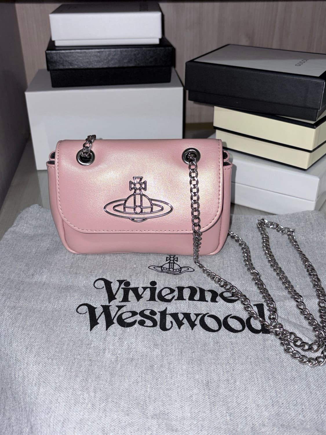 비비안웨스트우드 펄라이즈 핑크 미니 체인백 상품이미지1