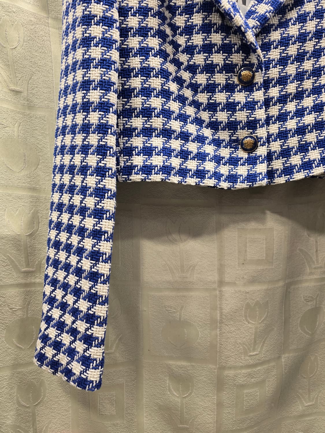 새상품) 자라 블루 체크 트위드 크롭 자켓 M(66) 상품이미지6