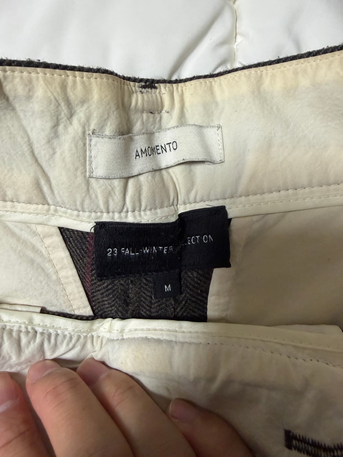 아모멘토 울 마틴 스트라이프 팬츠 브라운 M 상품이미지3