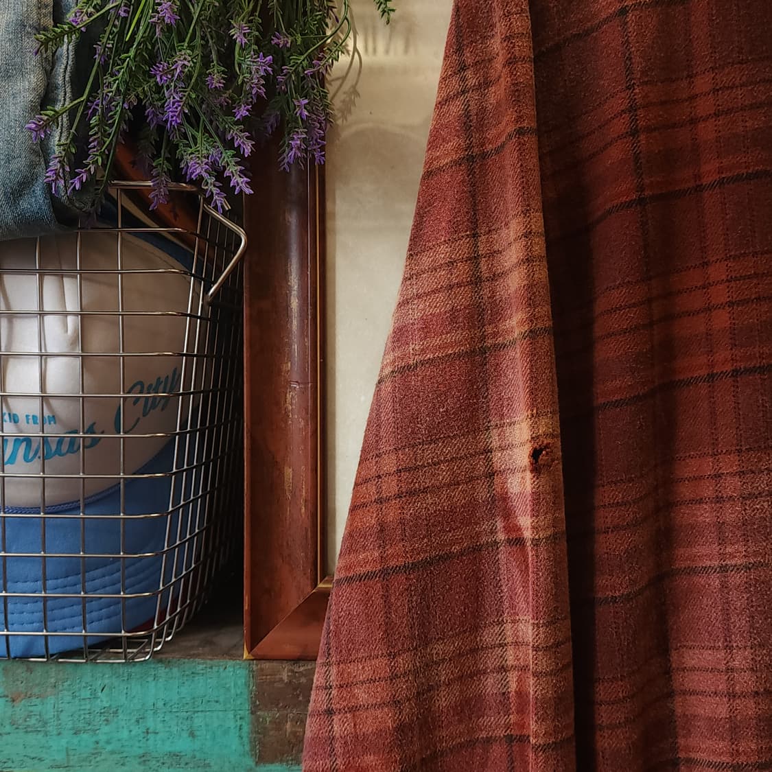 90s 빈티지 체크셔츠 헤비 플란넬 워크셔츠 썬페이딩 오렌지 xl 상품이미지6