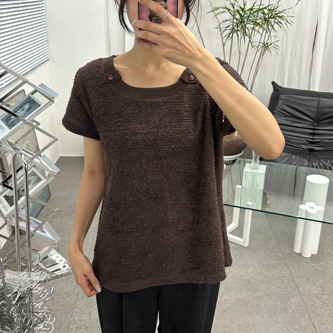 do-clai 부클 반팔 니트 블라우스 상품이미지1