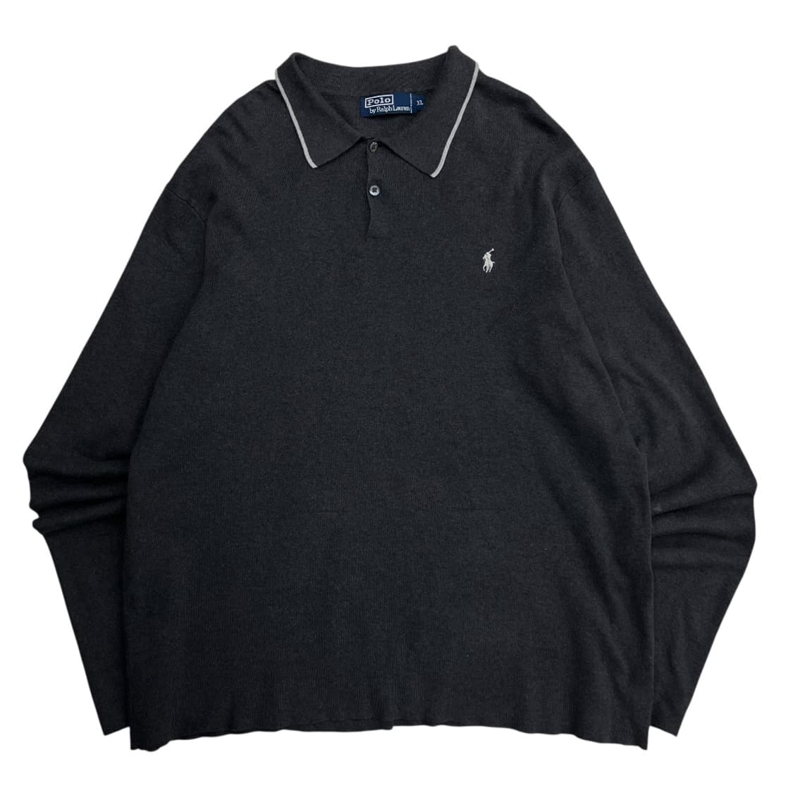 폴로 랄프로렌 화이트포니 차콜 니트 카라티 XL 상품이미지2