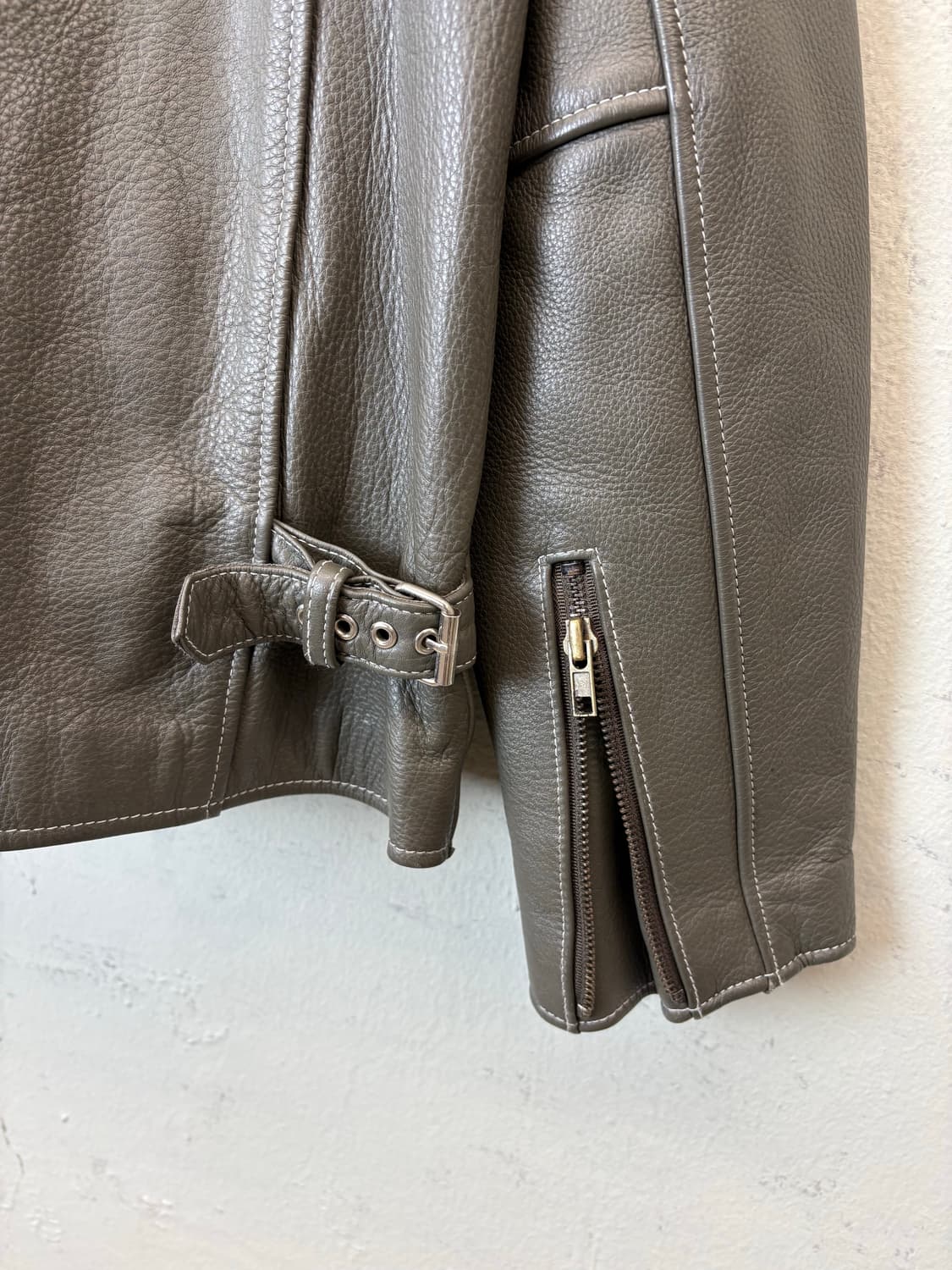 할리데이비슨 스타일 자수 빈티지 싱글 레더 자켓 상품이미지8