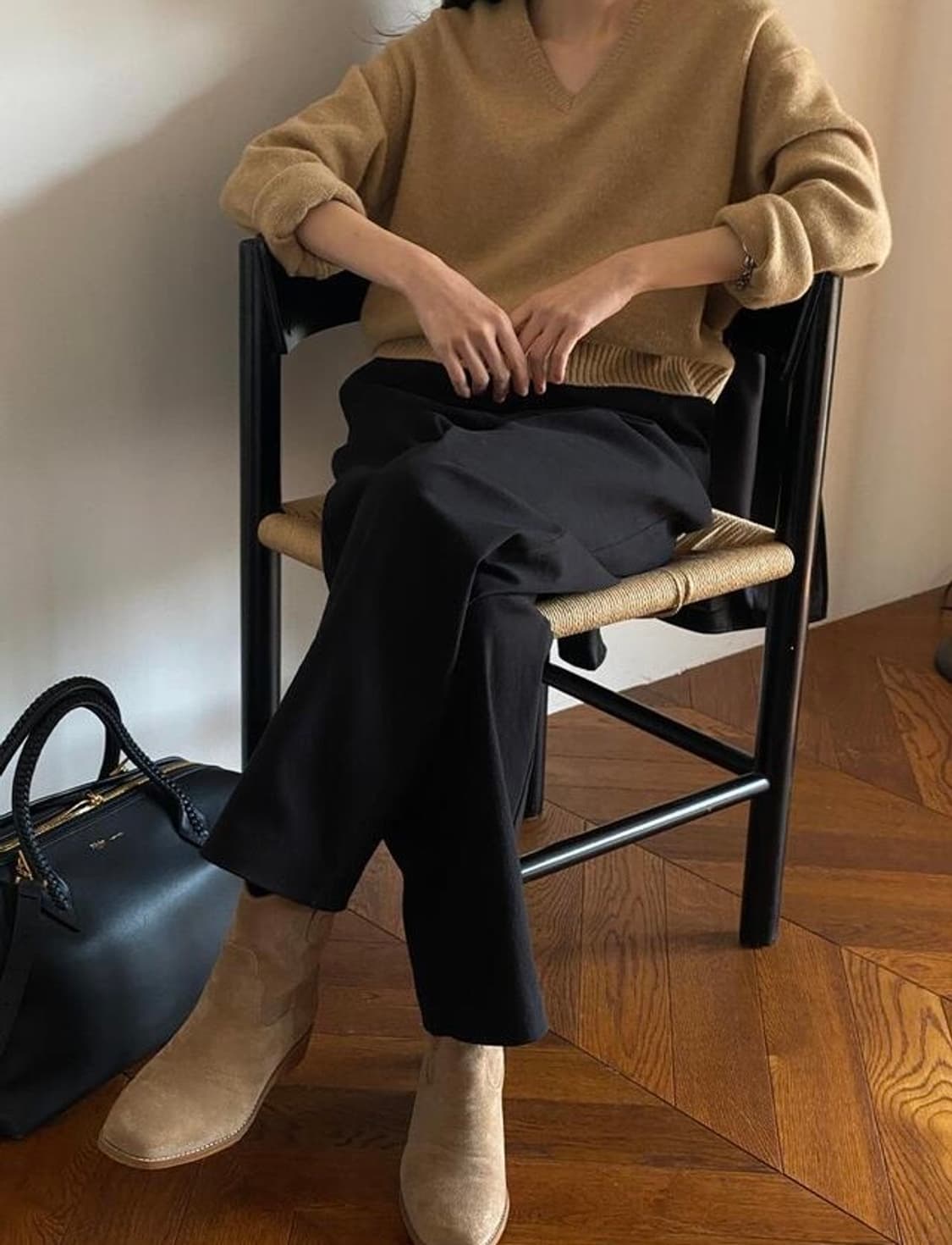 킨다베이지 클래식 코튼 블랙 팬츠(M) 상품이미지1