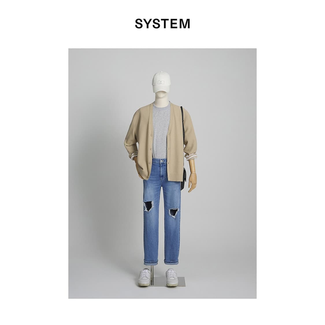 시스템옴므 스트라이프 베이지 니트 가디건 상품이미지1