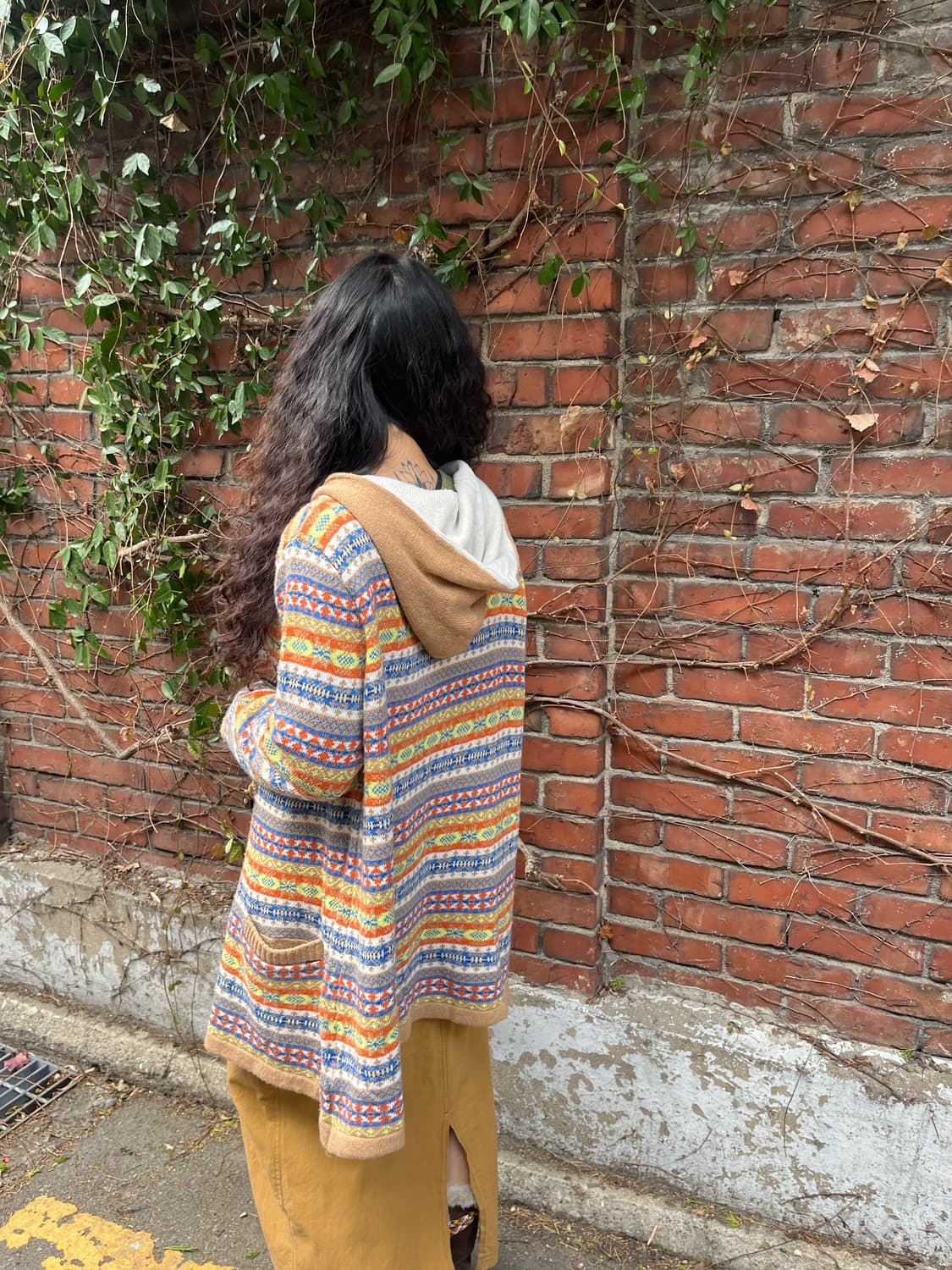 히피패턴 니트 후드 가디건 상품이미지5