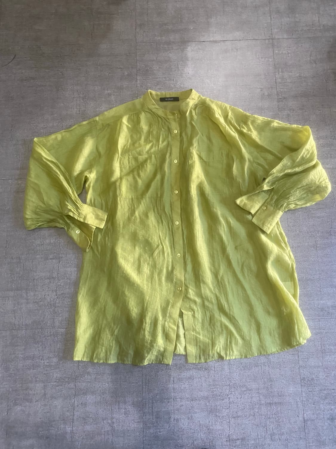 일본빈티지 Wcloset 하구미모리걸할메카지 시스루 롱셔츠블라우스 그린 상품이미지1