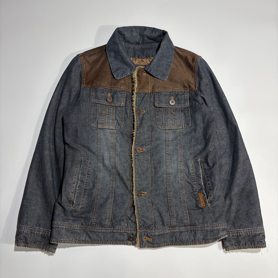 빈티지 워크 데님 배색 자켓 상품이미지1