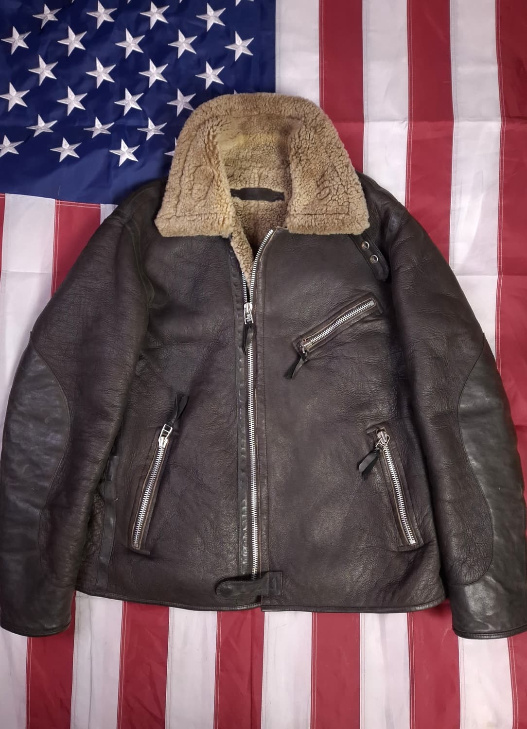 90's 일본판 리얼레더 무스탕 라이더자켓 상품이미지1