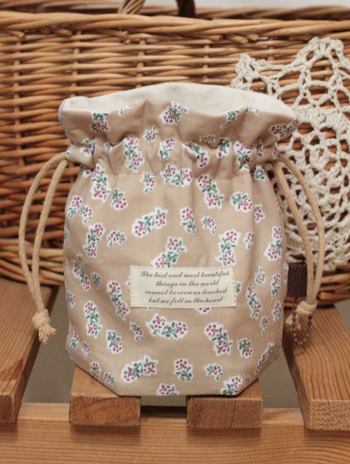 핸드메이드 베이지 육각형 스트링 파우치 상품이미지6