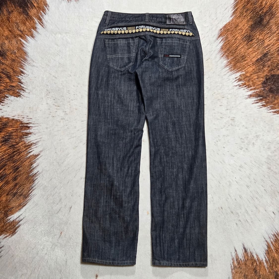 후부 자수 백포인트 진청 데님팬츠 상품이미지4