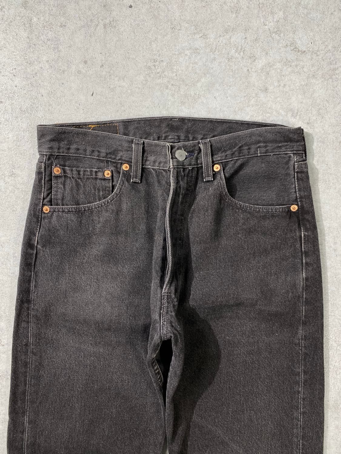 [30] 90s USA 리바이스 501 레귤러핏 흑청 데님팬츠 상품이미지6