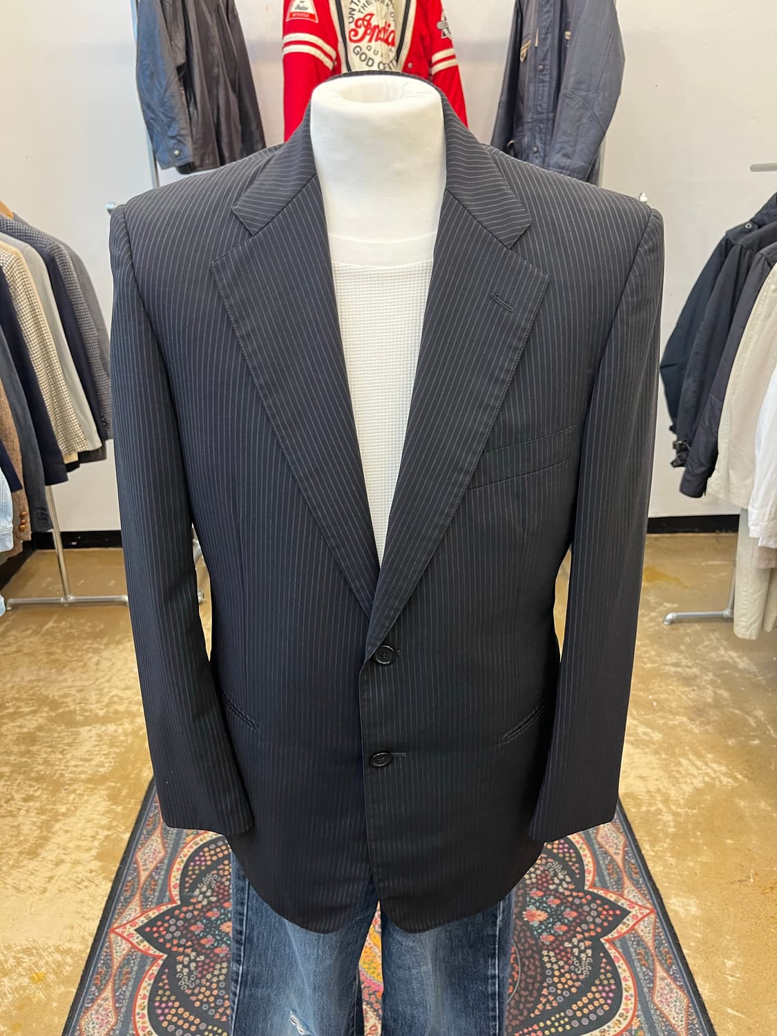 브룩스 브라더스 스트라이프 테일러드 자켓 블랙 상품이미지2