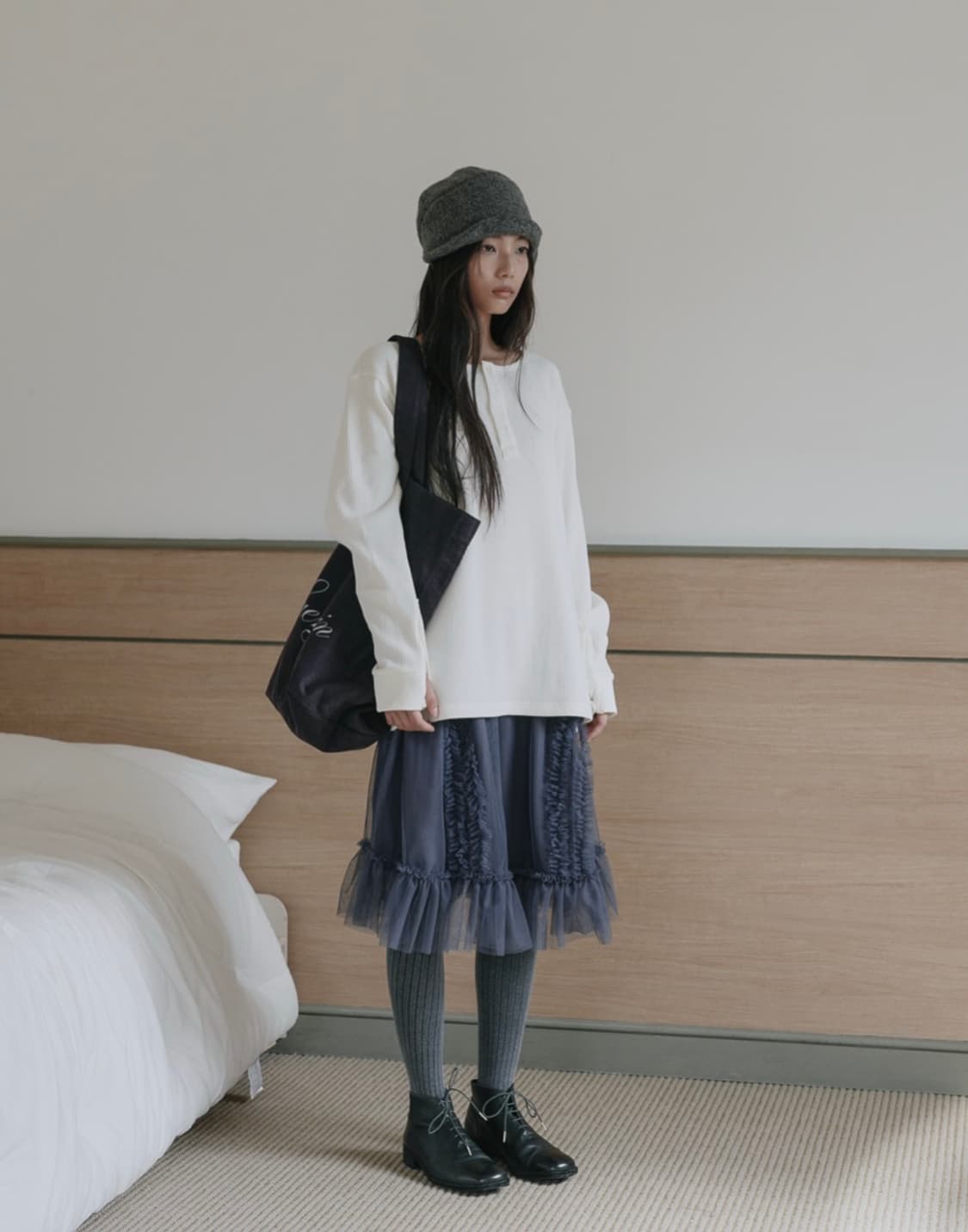 생긴스튜디오 Banding ruffle sha skirt (dusty b 상품이미지3