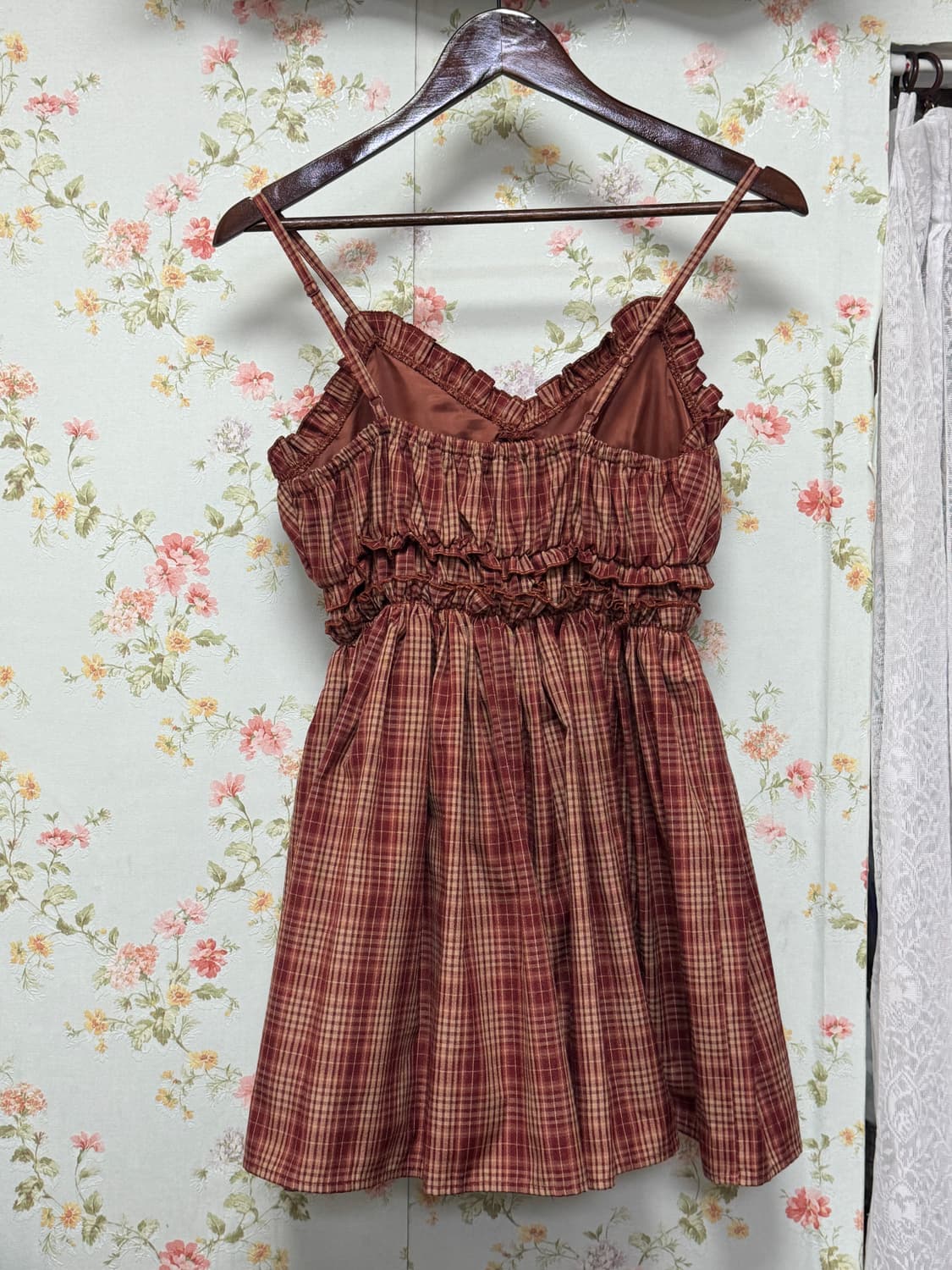 체크 프릴 뷔스티에 원피스 상품이미지2