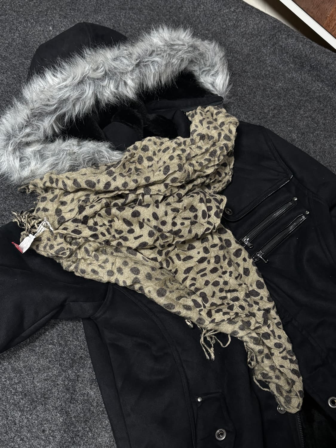 Vintage y2k punk Leopard muffler 상품이미지2