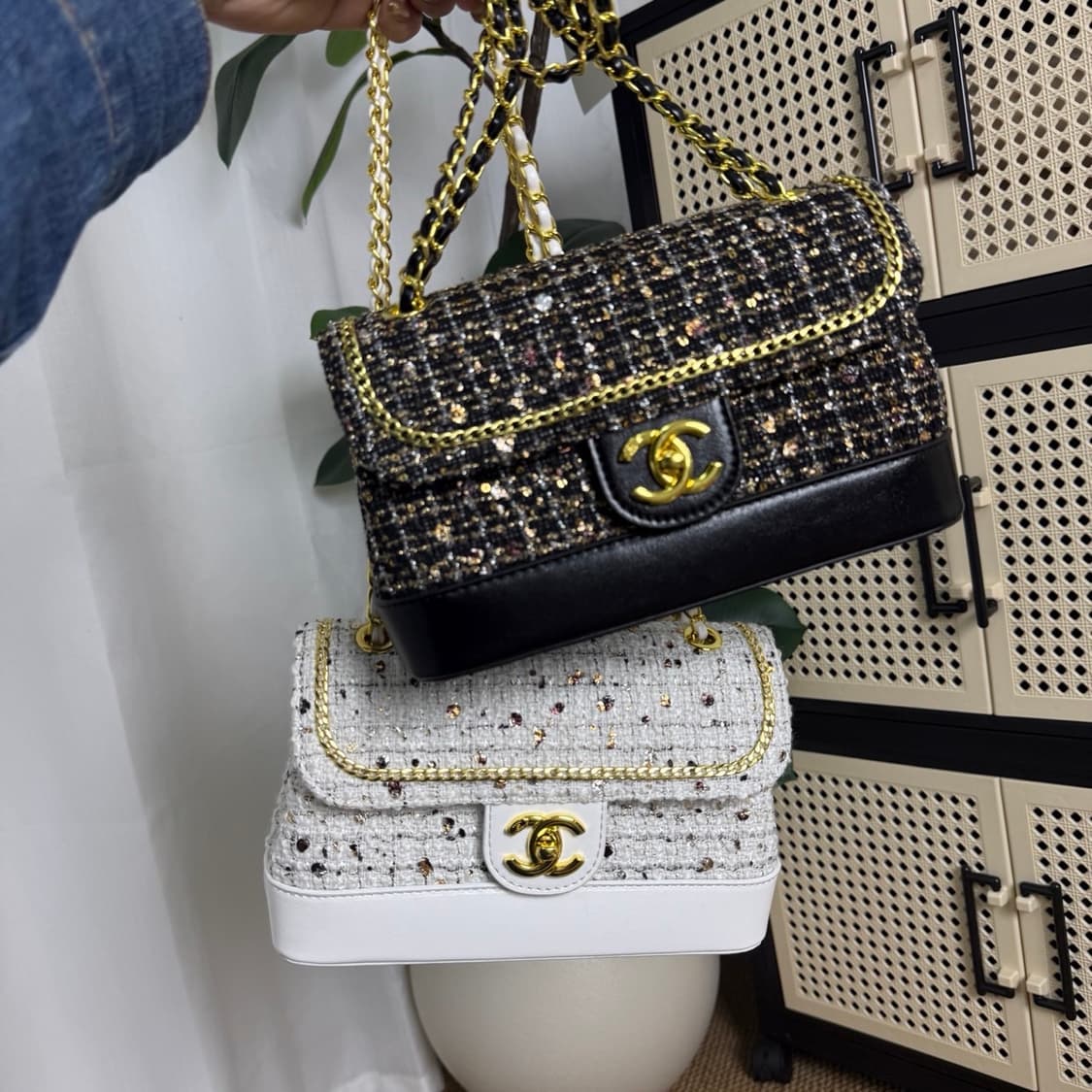  샤넬뷰티 리미티드 러프 트위드 플립 커버백 블랙 상품이미지1