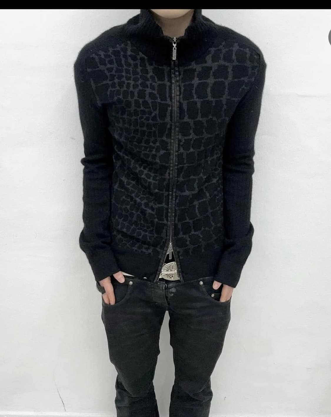 "Python pattern knit zip jacket" 상품이미지2