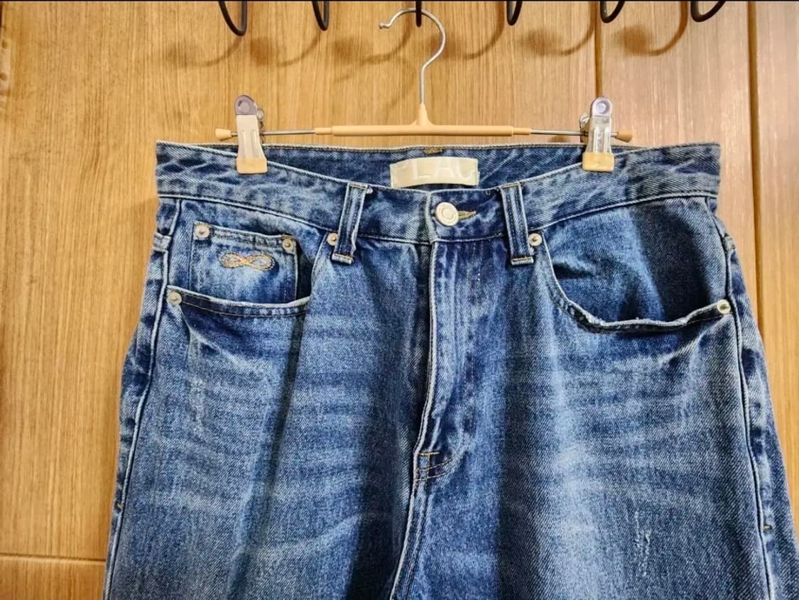 (33)플랙 레귤러 라이즈 크롭 스트레이트 데님 팬츠 상품이미지2