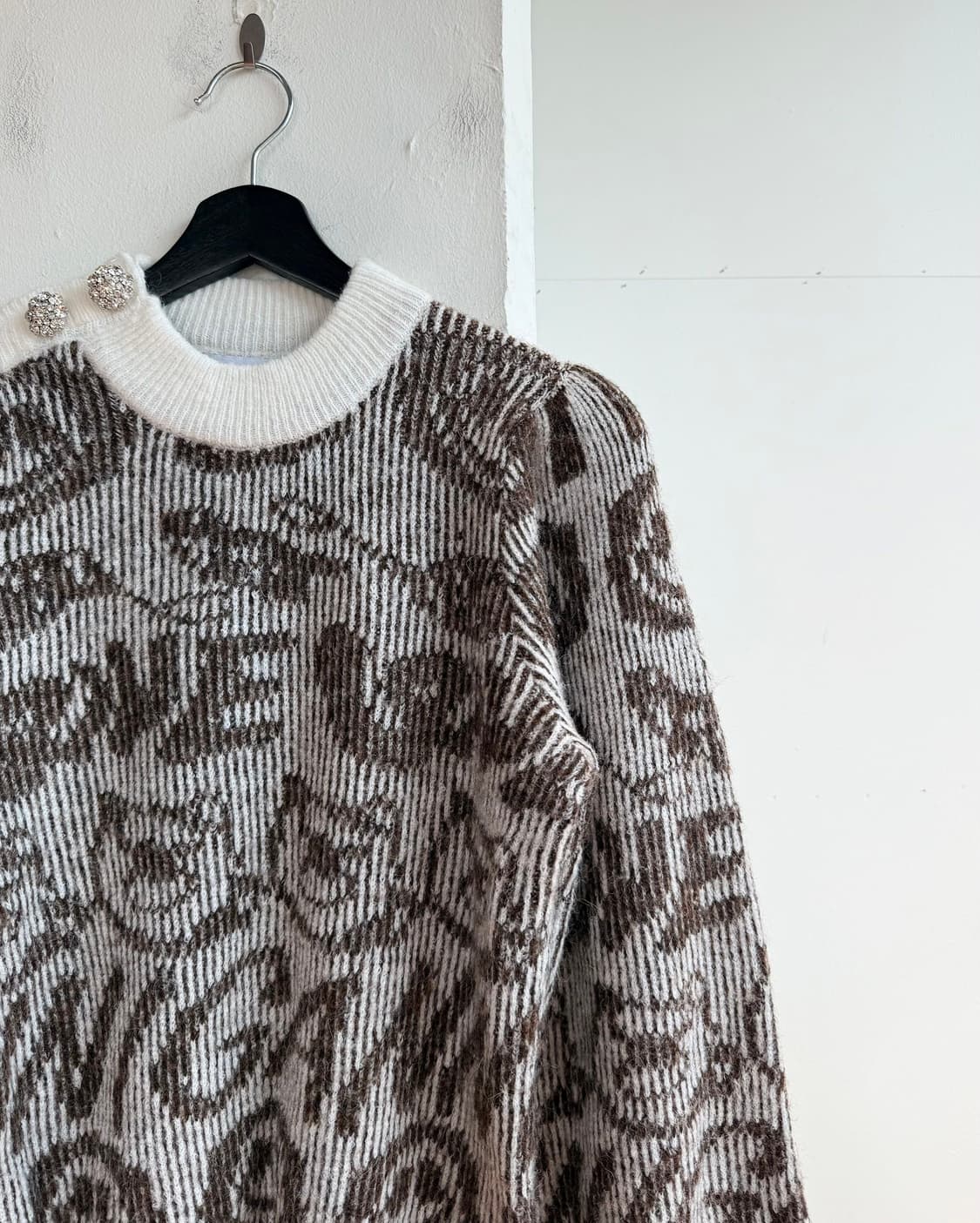 가니 브라운 스마일리 벌룬 알파카울 니트  상품이미지5