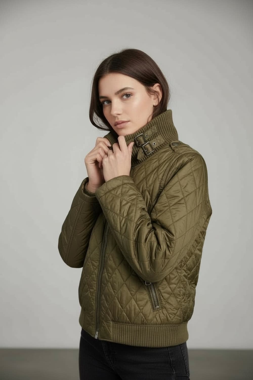 버버리 퀼팅 올리브카키 자켓(S) 상품이미지2